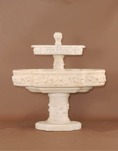 Limoni Romani Two Tier Cast Stone Outdoor Water Fountain – Spanish Clay Finish